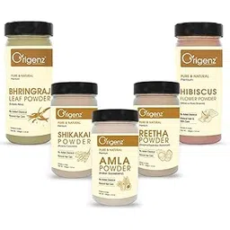 Origenz Hair Care 5 Powders Combo 500gm - Amla Reetha Shikakai Bhringraj Hibiscus Powder Pack for Wash, Healthy Scalp, Nourishment, Mask, Helps to Control Dandruff, Hairfall | Natural Cleanser | In Jar (100 gm X 5)-picture-49