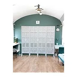 Orion Craft Wooden Room Partition for Living Room Partitions Room Divider Panel for Home (6 Feet Mix Design White) (4 Panel Mix Design with Stand)-picture-29