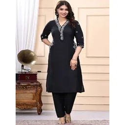 Orna Design Women Ethnic Motifs Embroidered Regular Thread Work Kurta with Trousers-picture-30