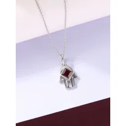 Ornate Jewels 925 Silver 0.90 Carat Square Natural Garnet Hamsa Harmony Necklace-picture-23