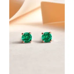 Ornate Jewels 925 Silver 18K Rose Gold Plated 0.5 Carat Green Emerald Stud Earring for Women-picture-22