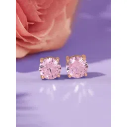 Ornate Jewels 925 Silver 18K Rose Gold Plated 0.5 Carat Pink CZ Stud Earring for Women-picture-13