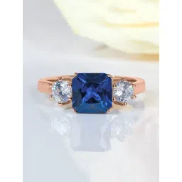 Ornate Jewels 925 Silver 18K Rose Gold Plated 1.5 Carat Blue Sapphire Meghan Markle Ring for Women-picture-13