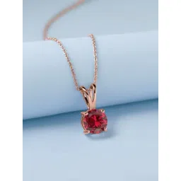 Ornate Jewels 925 Silver 18K Rose Gold Plated 2 Carat Red Ruby Pendant With Chain for Women-picture-39