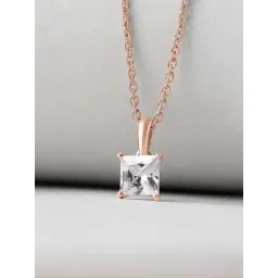 Ornate Jewels 925 Silver 18K Rose Gold Plated American Diamond Pendant With Chain for Women-picture-17