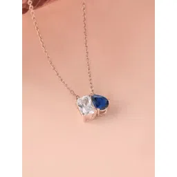 Ornate Jewels 925 Silver 18K Rose Gold Plated Blue Sapphire Pendant With Chain for Women-picture-34