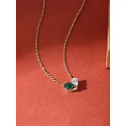 Ornate Jewels 925 Silver 18K Rose Gold Plated Green Emerald Toi Et Moi Necklace for Women-picture-24