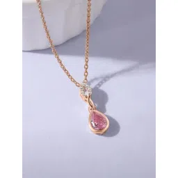 Ornate Jewels 925 Silver 18K Rose Gold Plated Pear Pink CZ Pendant With Chain for Women-picture-41
