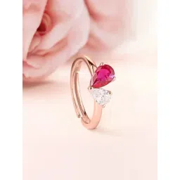 Ornate Jewels 925 Silver 18K Rose Gold Plated Red Ruby Adjustable Ring for Women-picture-29