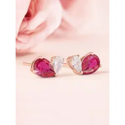 Ornate Jewels 925 Silver 18K Rose Gold Plated Red Ruby Toi Et Moi Stud Earring for Women-picture-29