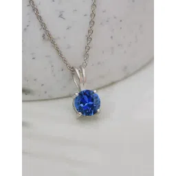 Ornate Jewels 925 Silver 2 Carat Blue Sapphire Solitaire Necklace For Women-picture-22