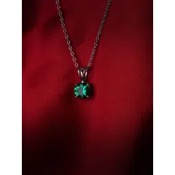 ornate jewels 925 Silver 2 carat Green Emerald Soliatire Pendant with 18-inch Chain for Women & Girls-picture-41