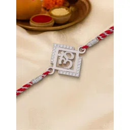 Ornate Jewels 925 Silver American Diamond Divine Om Thread Rakhi for Brother with Roli Chawal-picture-42