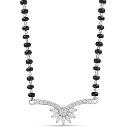 ornate jewels 925 Silver American Diamond Flower Mangalsutra Black Beads Chain Necklace for Women | With Certificate of Authenticity and 925 Stamp | Life-time Warranty*-picture-11
