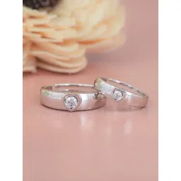 Ornate Jewels 925 Silver American Diamond Heart Design Couple Ring-picture-34