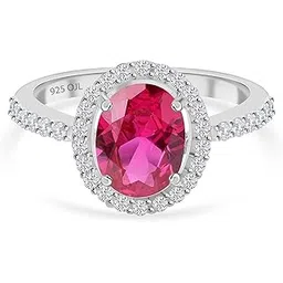 ornate jewels 925 Silver American Diamond Oval Halo Ring for Womens and Girls | With Certificate of Authenticity and 925 Stamp | Life-time Warranty*-picture-25