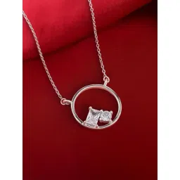 Ornate Jewels 925 Silver American Diamond Toi Et Moi Circle Necklace for Women-picture-18