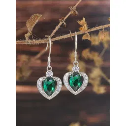 ornate jewels 925 Silver Green Emerald and American Diamond d Dangler Earrings for Women & Girls-picture-45