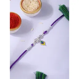 Ornate Jewels 925 Silver Krishna Symbol Divine Thread Rakhi for Brother with Roli Chawal-picture-33