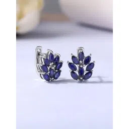 Ornate Jewels 925 Silver Natural Fissure Filled Sapphire Flora Hoops Earrings for Women-picture-17