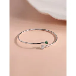 Ornate Jewels 925 Silver Pear Green Emerald Flexible Bangle for Women-picture-23
