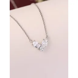 Ornate Jewels 925 Silver Rhodium Plated American Diamond Trilogy Necklace for Women-picture-21