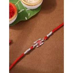 Ornate Jewels 925 Silver Rhodium Plated Om Symbol Thread Rakhi for Brother with Roli Chawal-picture-26