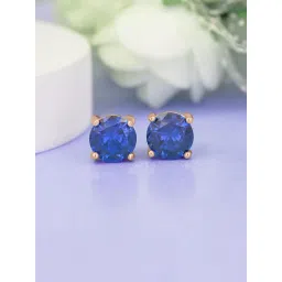 Ornate Jewels 925 Silver Rose 18K Rose Gold Plated Sapphire Solitaire Stud Earring for Women-picture-19