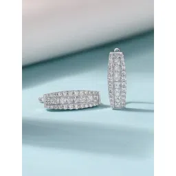 Ornate Jewels 925 Silver Square American Diamond Dazzling Harmony Hoop Earrings-picture-16
