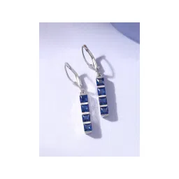 Ornate Jewels 925 Silver Square Blue Sapphire Dangle Earring for Women and Girls-picture-12