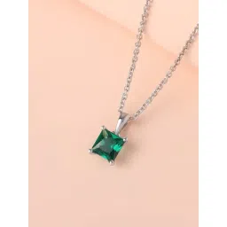 Ornate Jewels 925 Silver Square Green Emerald Necklace for Women-picture-18