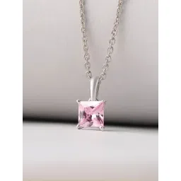 Ornate Jewels 925 Silver Square Pink American Diamond Necklace for Women-picture-17
