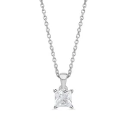 Ornate Jewels 925 Silver Square White American Diamond Necklace for Women image 1