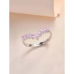 Ornate Jewels 925 Sterling Silver Pink American Diamond Adjustable Chevron Ring for Women-picture-26