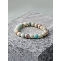 Ornate Jewels Amazonite Round Stretchable Beads Bracelet-picture-41