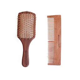OROSSENTIALS Set Of 2 Wooden Hair Brush & 2 In 1 Comb-image-6