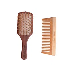 OROSSENTIALS Set Of 2 Wooden Hair Brush & En-Tangle Comb-image-18