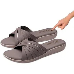 ortho club Women’s Orthopedic Comfortable Slip-On Sandals | Stylish Criss-Cross Design | Anti-Skid Sole | Lightweight Daily Wear Flats WSP_57_SADDLE_8-picture-25