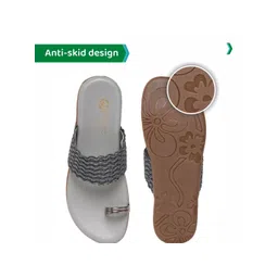 ORTHO JOY Women Grey Synthetic Slip On One Toe Flats-picture-29