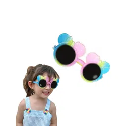 ORTIS GLOBAL TRADE Unisex Kids Black Lens & Blue Round Sunglasses with image 2