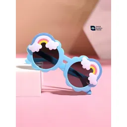 ORTIS GLOBAL TRADE Unisex Kids Black Lens & Blue Round Sunglasses with image 1