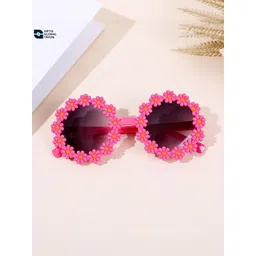 ORTIS GLOBAL TRADE Unisex Kids Black Lens & Pink Round Sunglasses with-picture-13