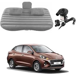 Oshotto Multifunctional Car Travel Bed Mattress with Two Air Pillows, Car Air Pump Compatible with Hyundai Aura (Grey)-picture-14