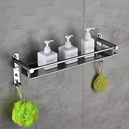 Oslen Premium New Look Stainless SteelWall Shelves, Floating Shelves for Bathroom, Kitchen Shelf, Bedroom Stand, Bathroom Shelf with Hanger Bathroom Accessories-picture-28