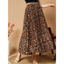 OTABU Animal Printed Pleated A-Line Maxi Skirt-picture-24