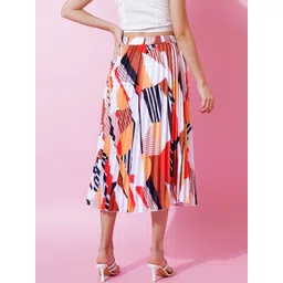 OTABU Floral Printed Knee Length Flared A-Line Midi Skirt image 5