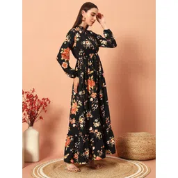 OTABU Floral Printed Tie-Up Neck Maxi Dress image 4