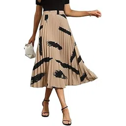 otabu | Stylish Elegance | Printed Midi Skirt | Featuring Elegant Pleats | A-Line Hemline for a Classic Look-picture-12