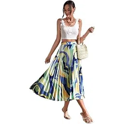 otabu | Stylish Elegance | Printed Midi Skirt | Featuring Elegant Pleats | A-Line Hemline for a Classic Look-picture-11