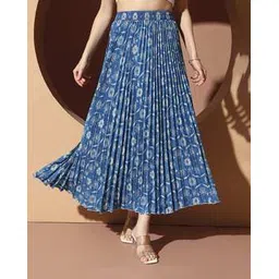 otabu Women Floral Print Maxi Flared Skirt-picture-13